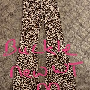 Buckle leopard cheetah flare pants new with tags size medium